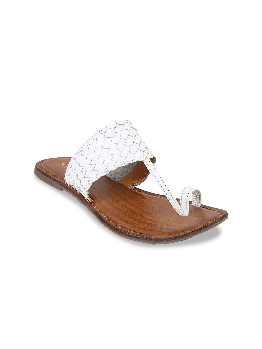 

Metro Textured Leather One Toe Flats, White