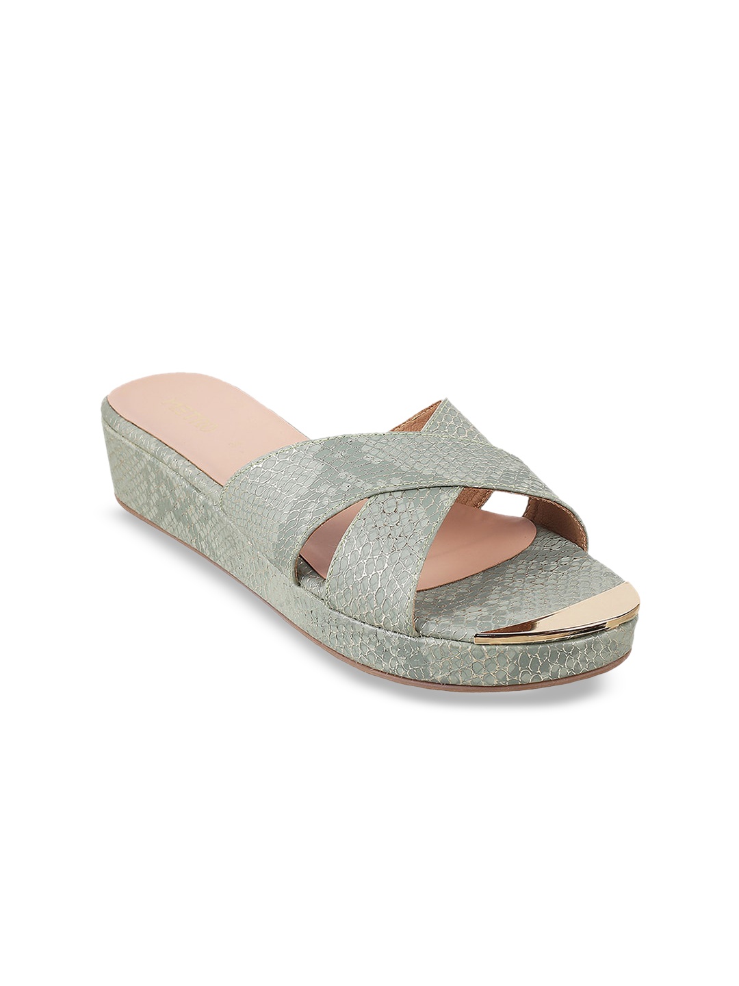 

Metro Textured Flatform Heels, Green