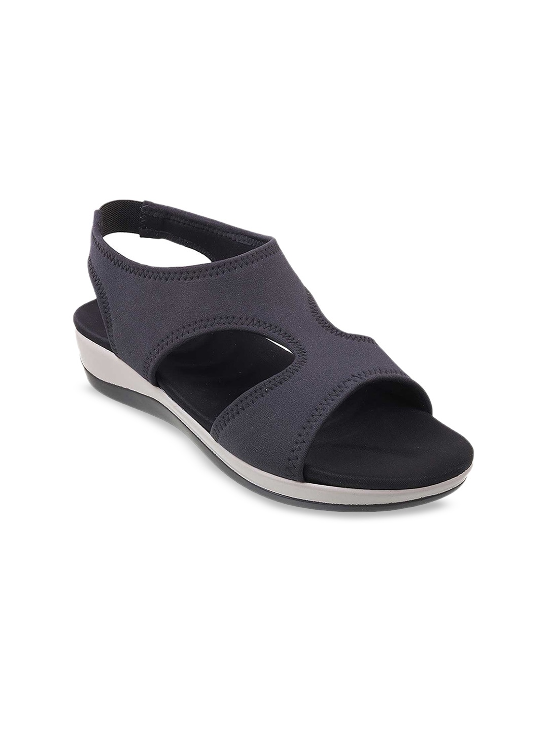 Metro Open Toe Comfort Heels With Backstrap, Black