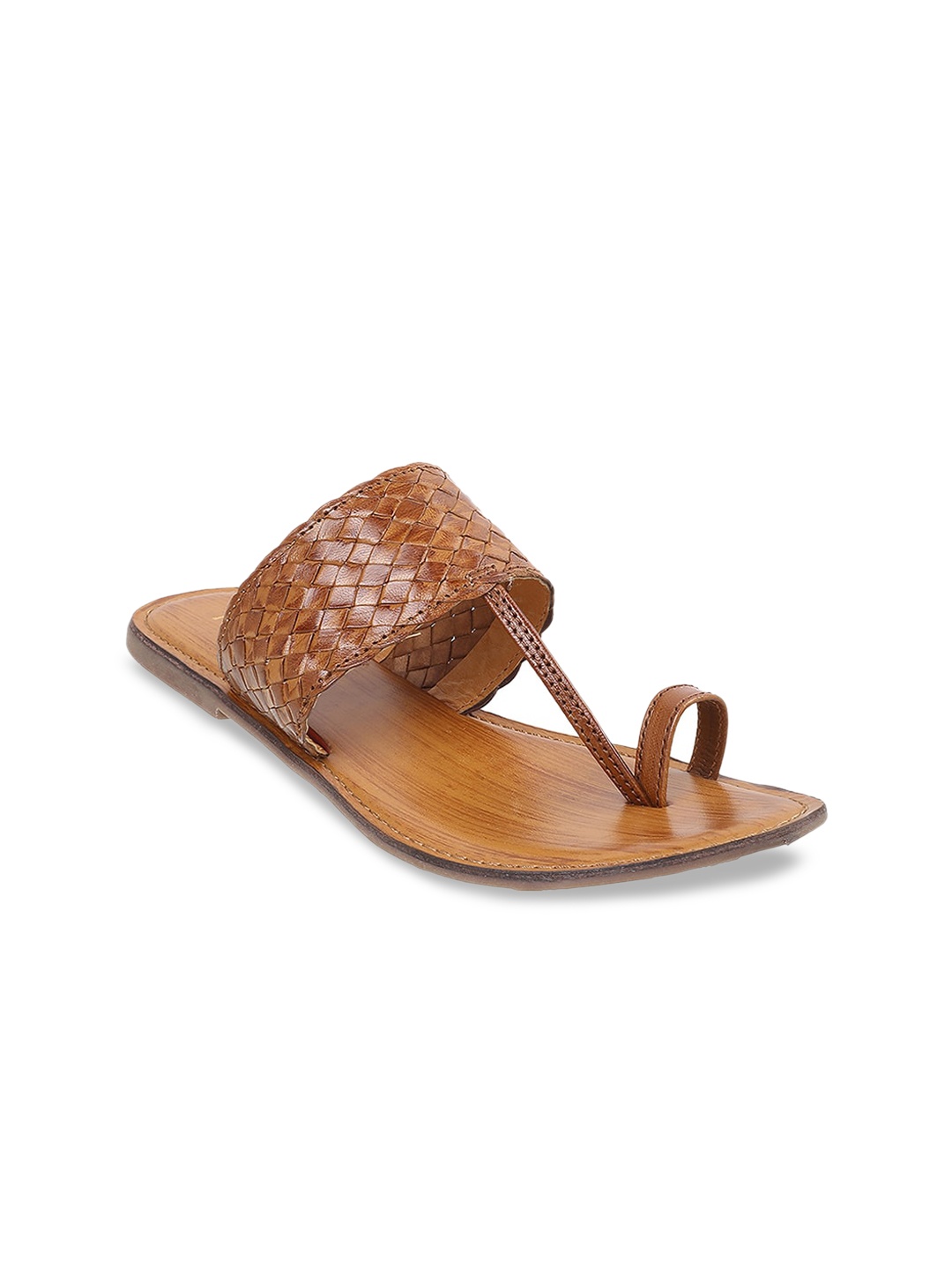 

Metro Textured Leather One Toe Flats, Tan