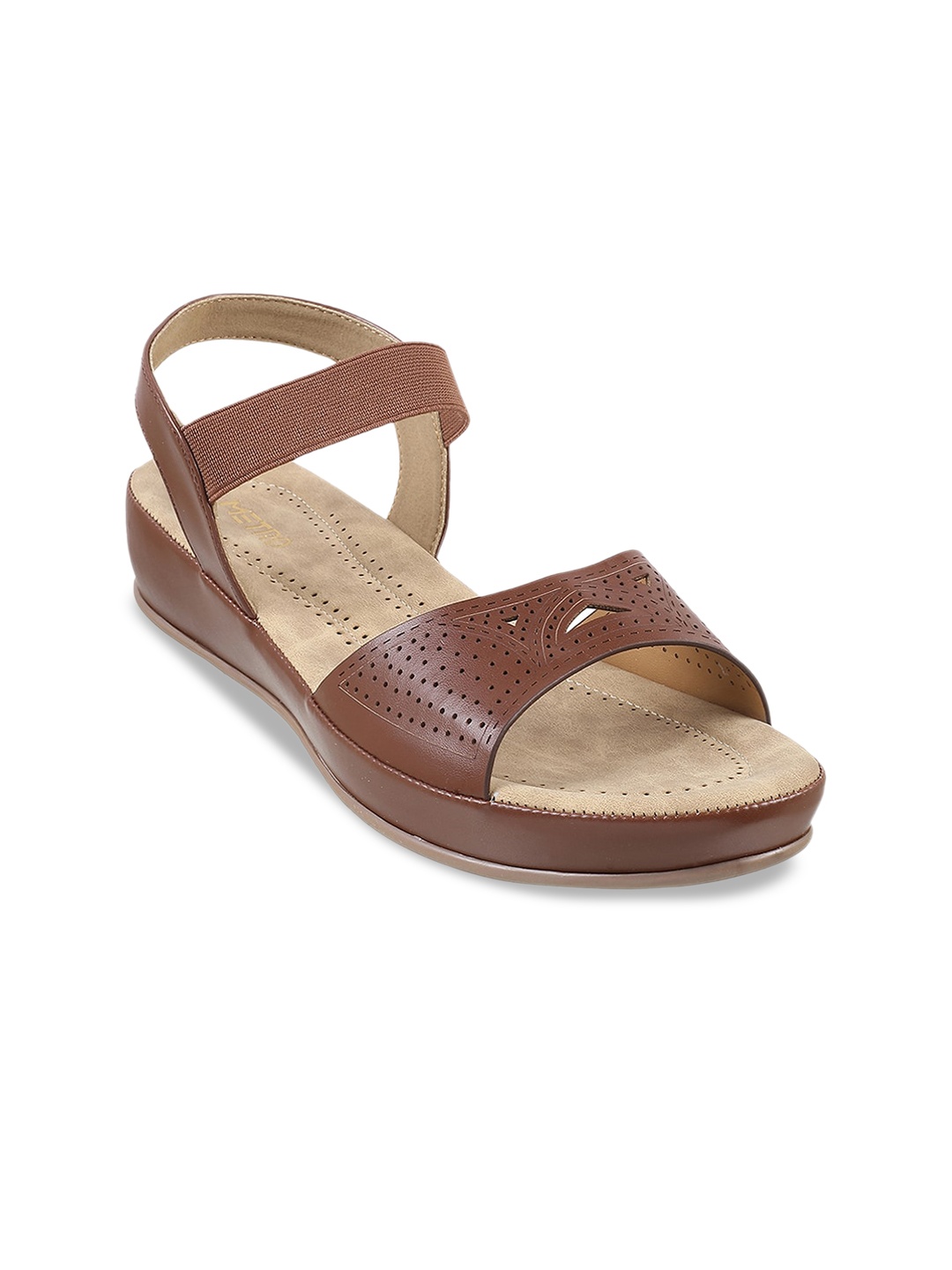 

Metro Open Toe Comfort Heels With Backstrap, Brown