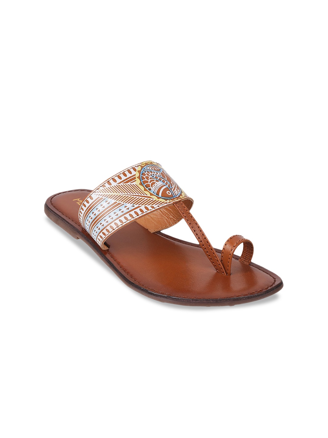 

Metro Printed Leather One Toe Flats, Tan