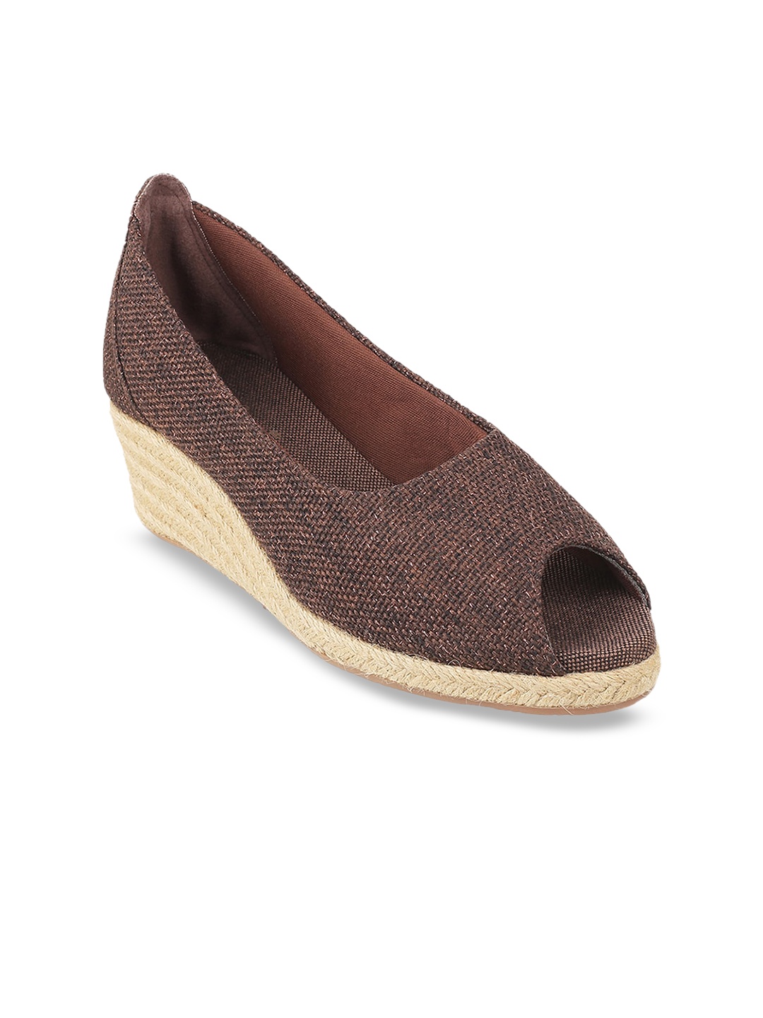 

Metro Textured Wedge Closed Back Peep Toes Heels, Brown