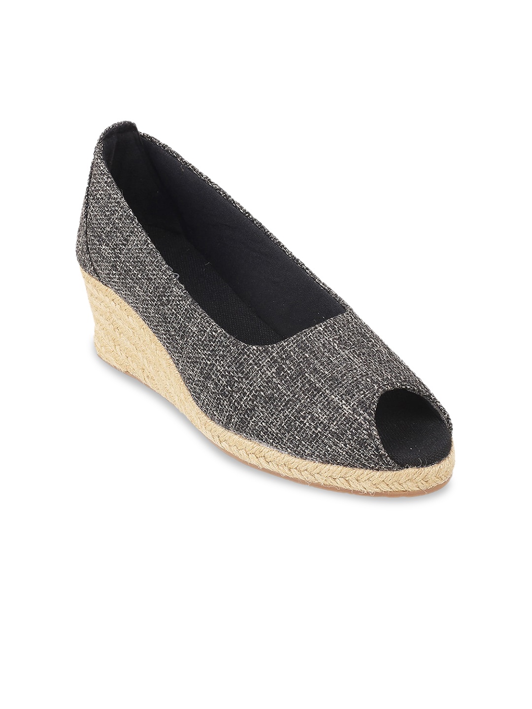 

Metro Textured Closed Back Wedge Peep Toes, Black