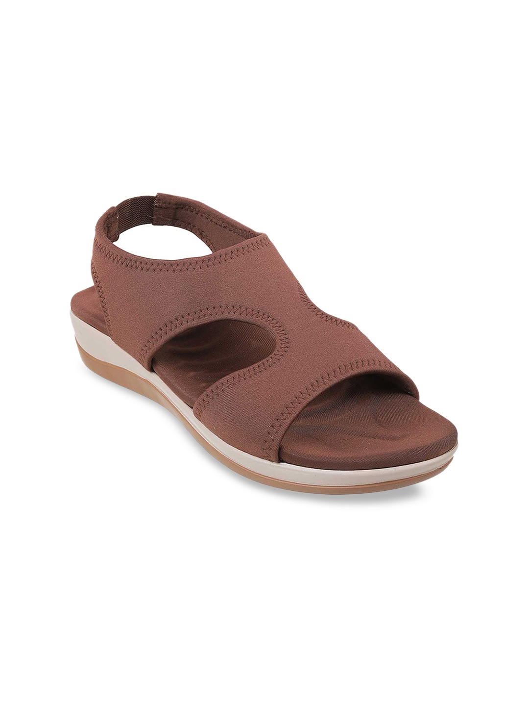 Metro Open Toe Synthetic Comfort Heels, Brown