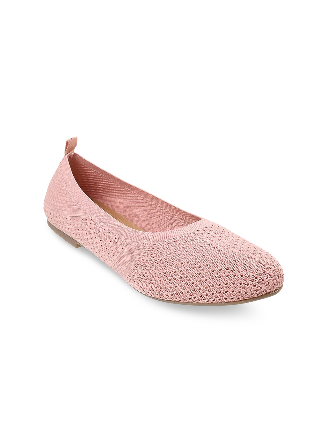 

Metro Textured Round Toe Ballerinas, Peach