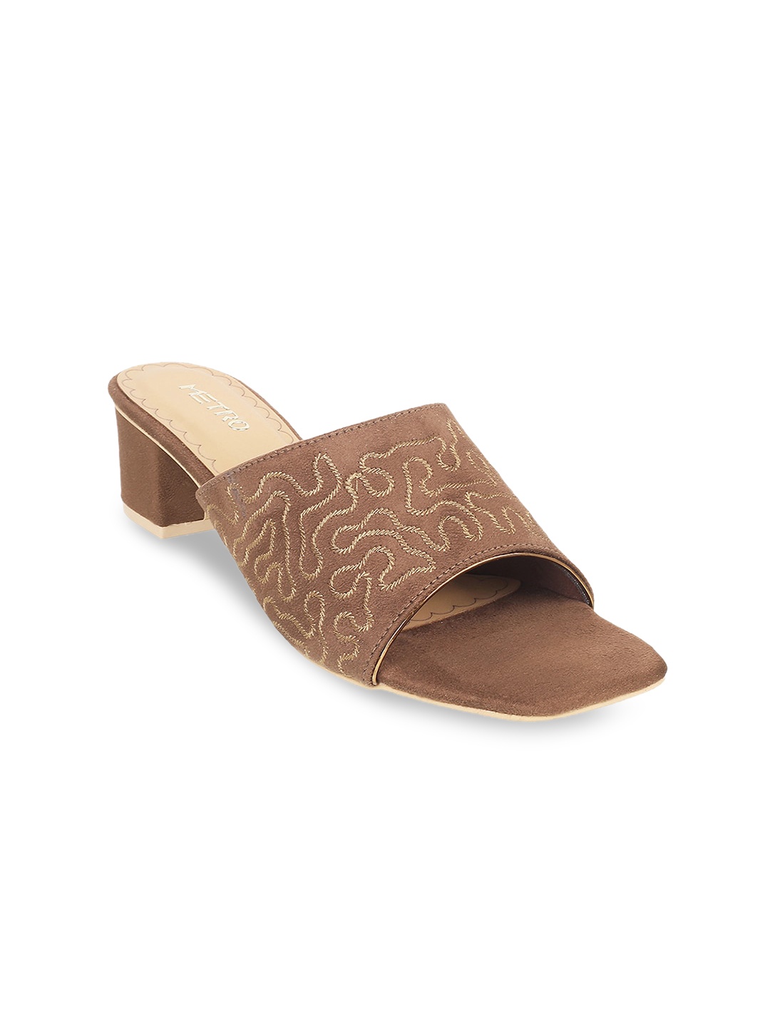 

Metro Embroidered Block Heels, Beige