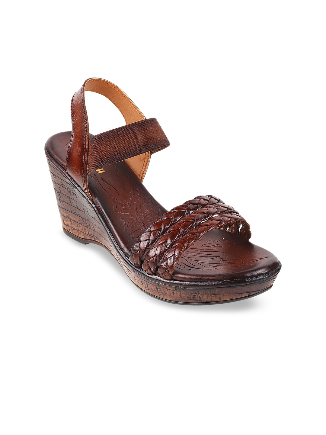 

Metro Leather Textured Wedge Heels, Brown