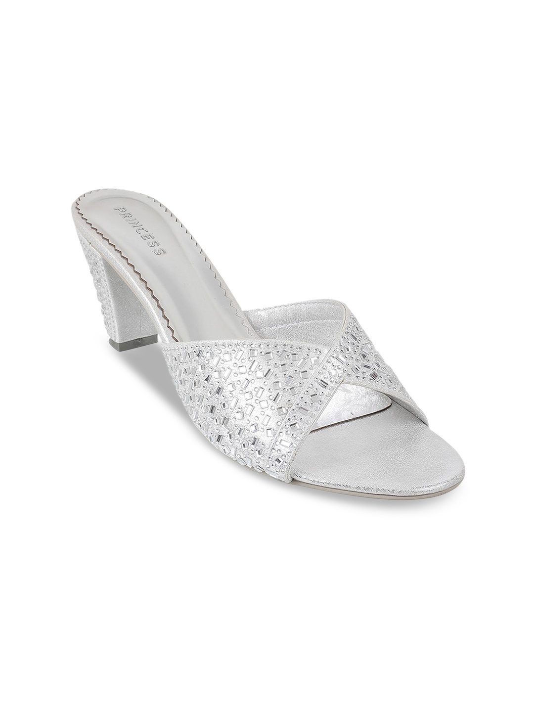 

Metro Open Toe Block Heels, Silver