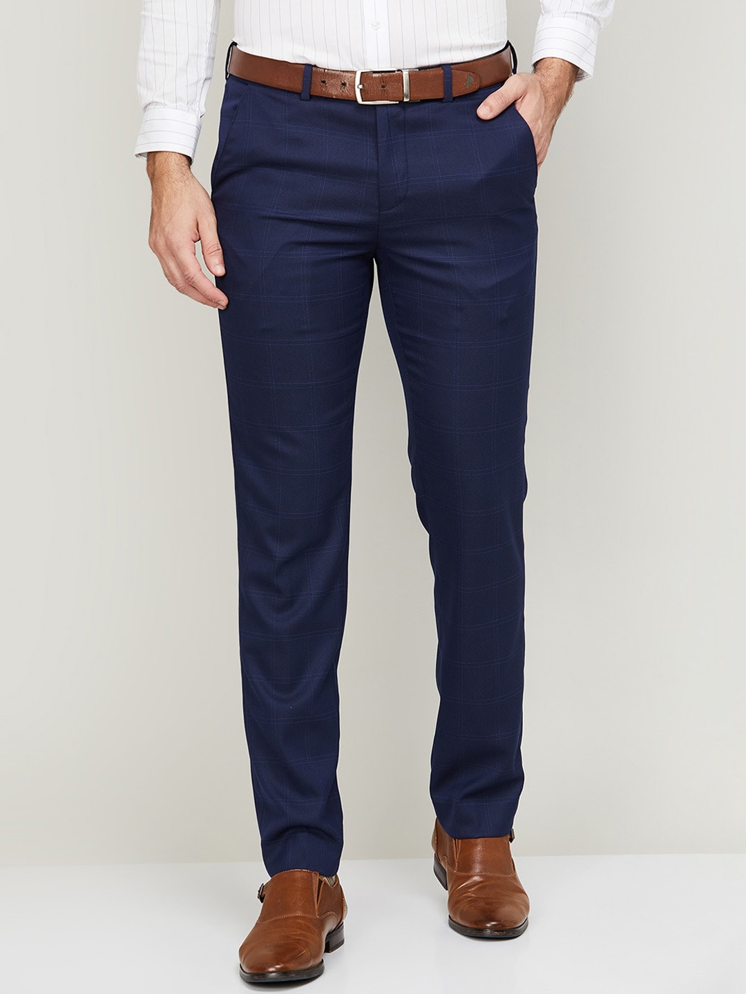 

CODE by Lifestyle Men Mid-Rise Tapered Fit Formal Trousers, Navy blue