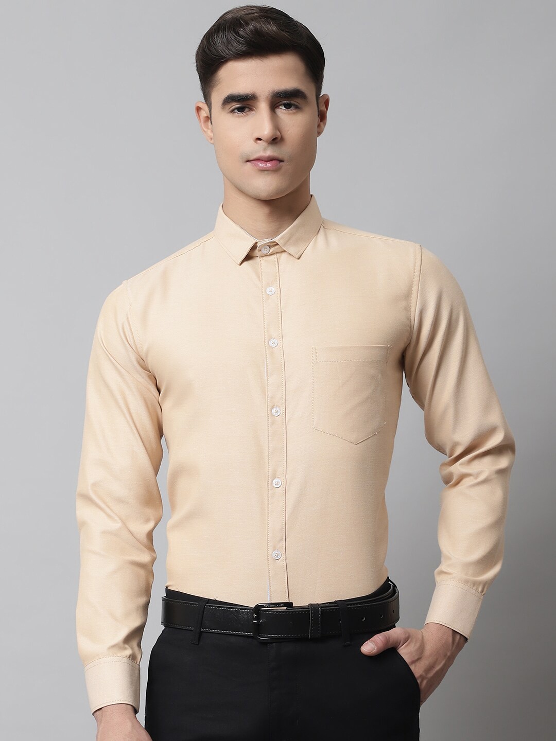 

Majestic Man Classic Spread Collar Slim Fit Formal Shirt, Coffee brown