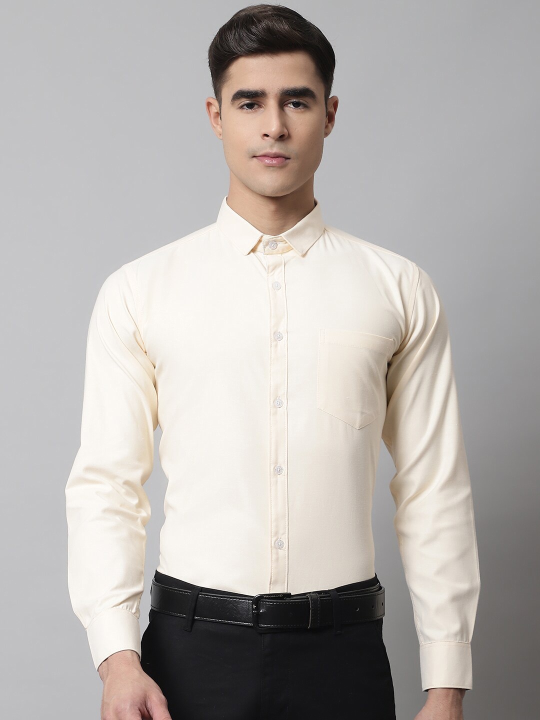 

Majestic Man Classic Spread Collar Slim Fit Formal Shirt, Beige