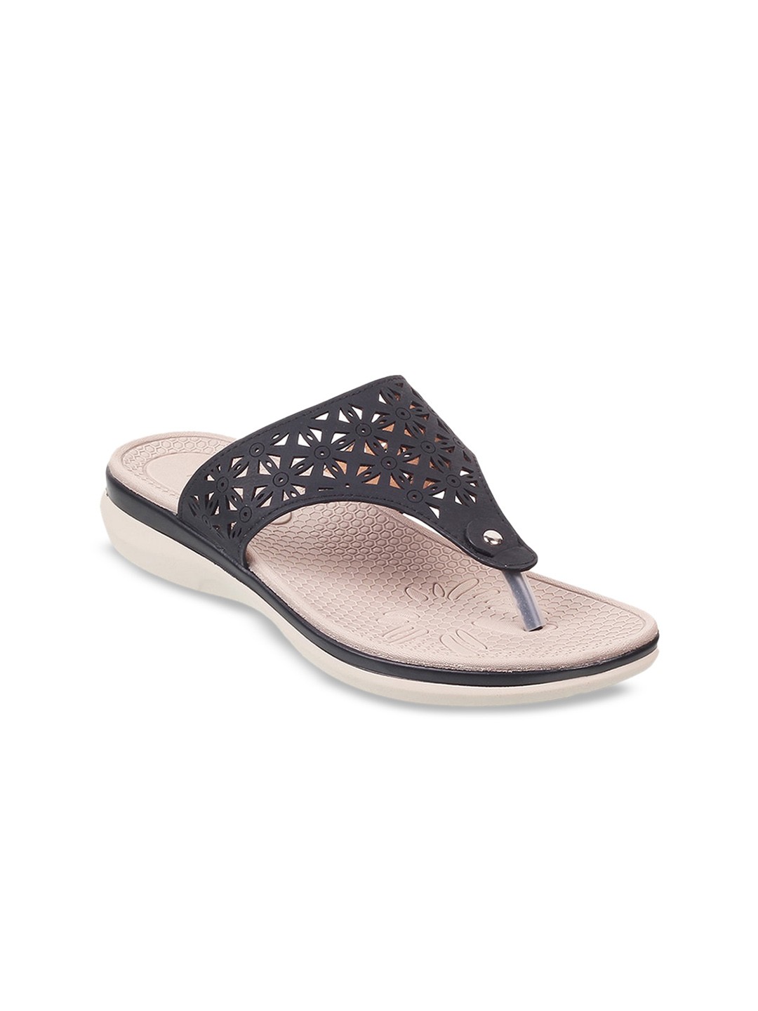 

Mochi Laser Cuts T-Strap Flats, Black
