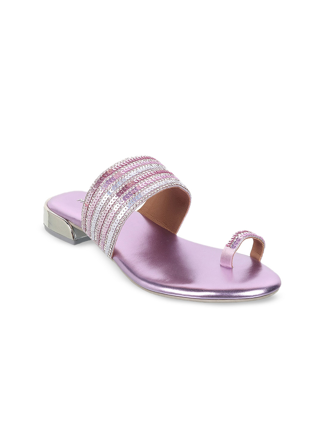 

Mochi Sequin Embellished One Toe Flats, Lavender