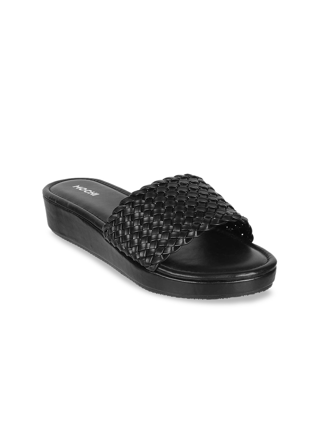 

Mochi Textured Open Toe Flats, Black