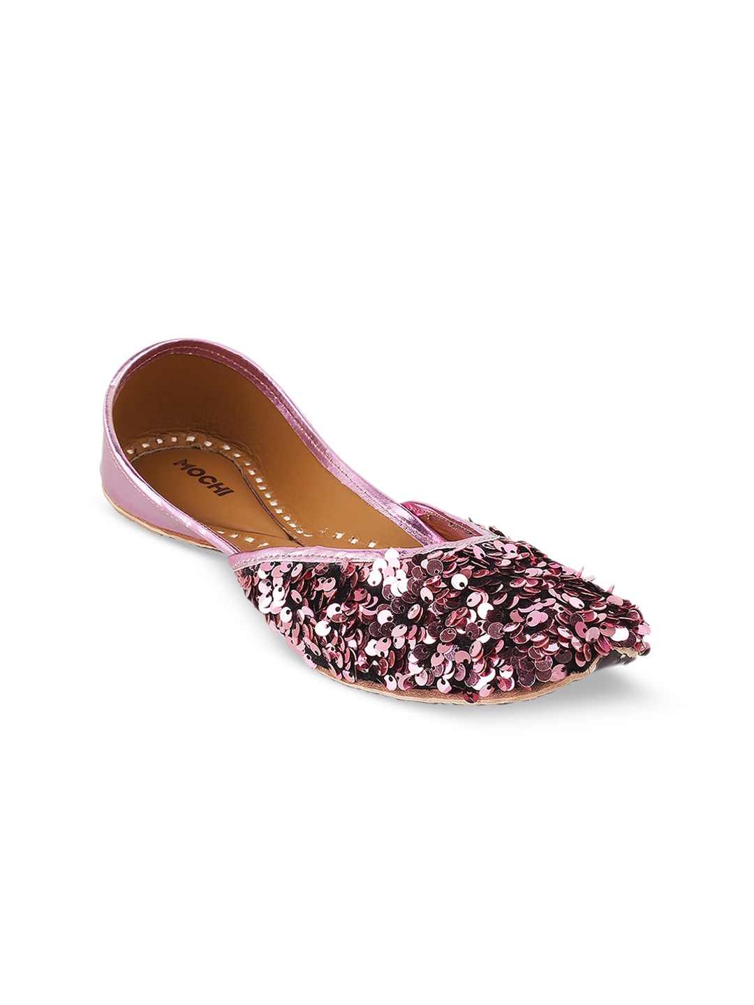 

Mochi Ethnic Embellished Round Toe Mojaris, Purple