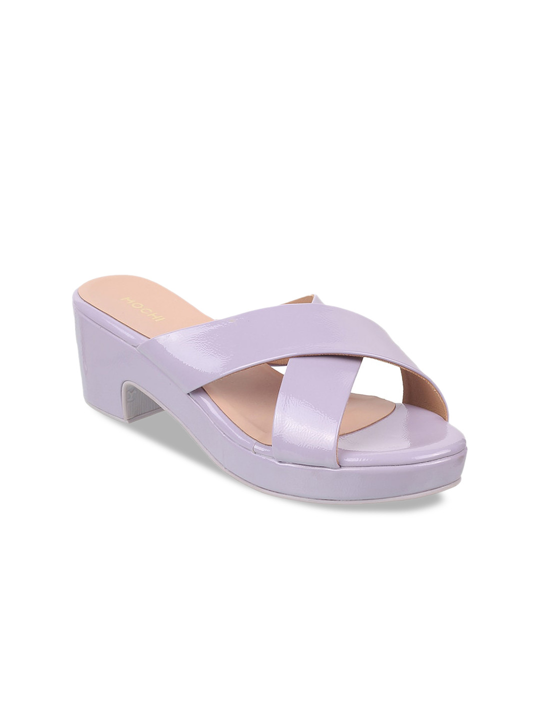 

Mochi Open Toe Block Heels, Purple