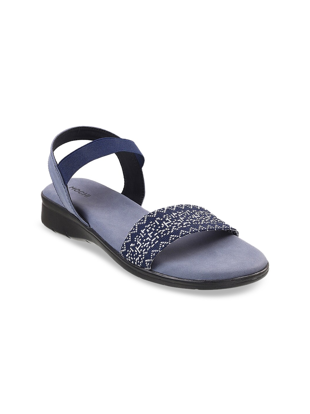 

Mochi Printed Open Toe Flats With Backstrap, Blue
