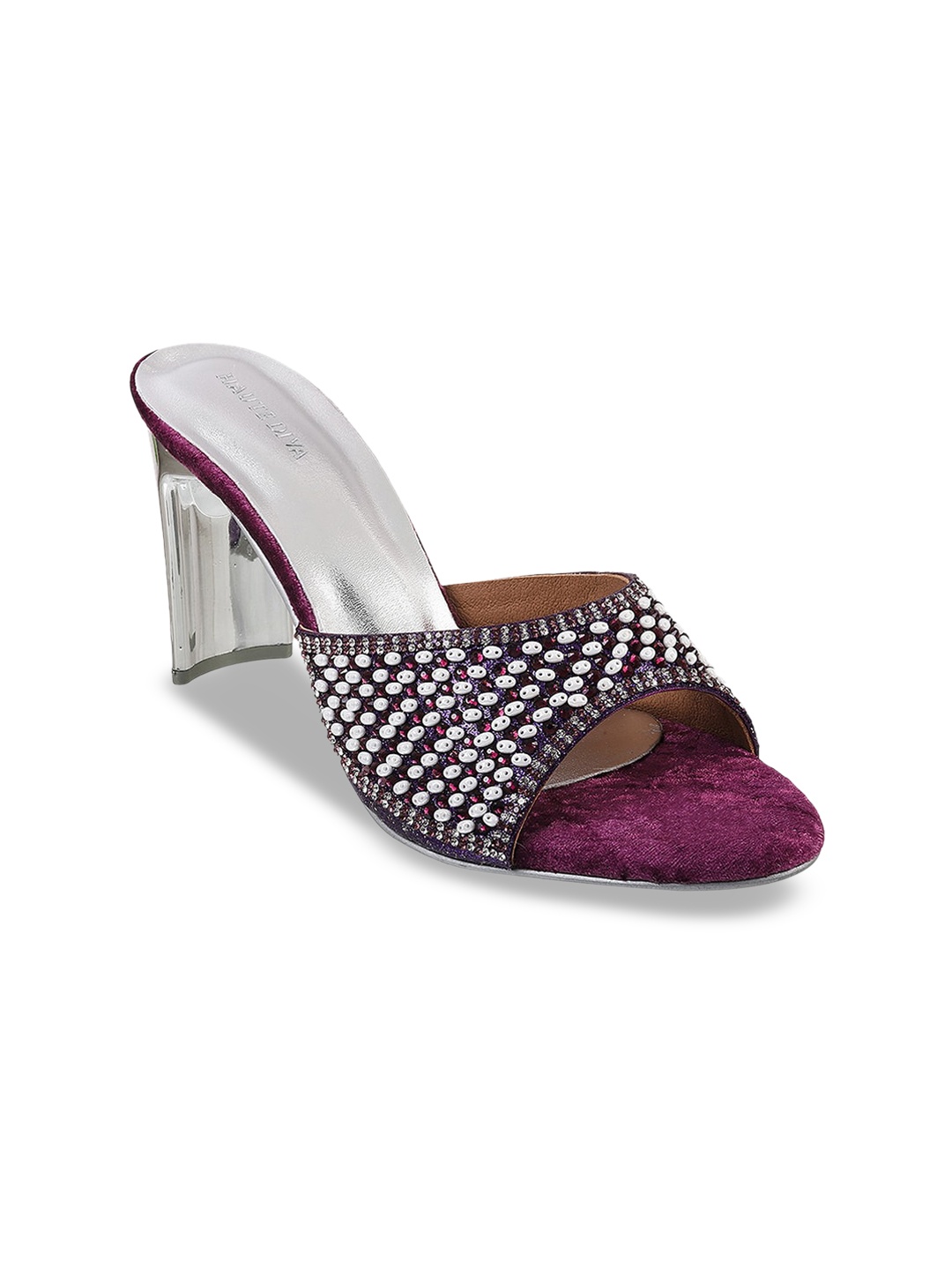 

Mochi Embellished Block Heels, Purple