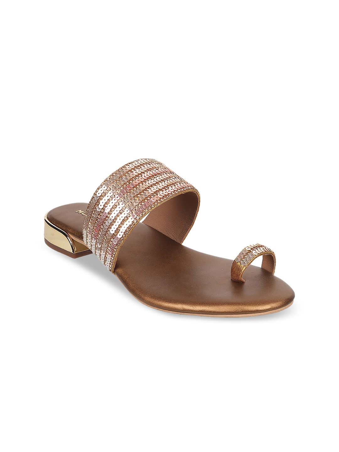 

Mochi Embellished Open One Toe Flats, Gold