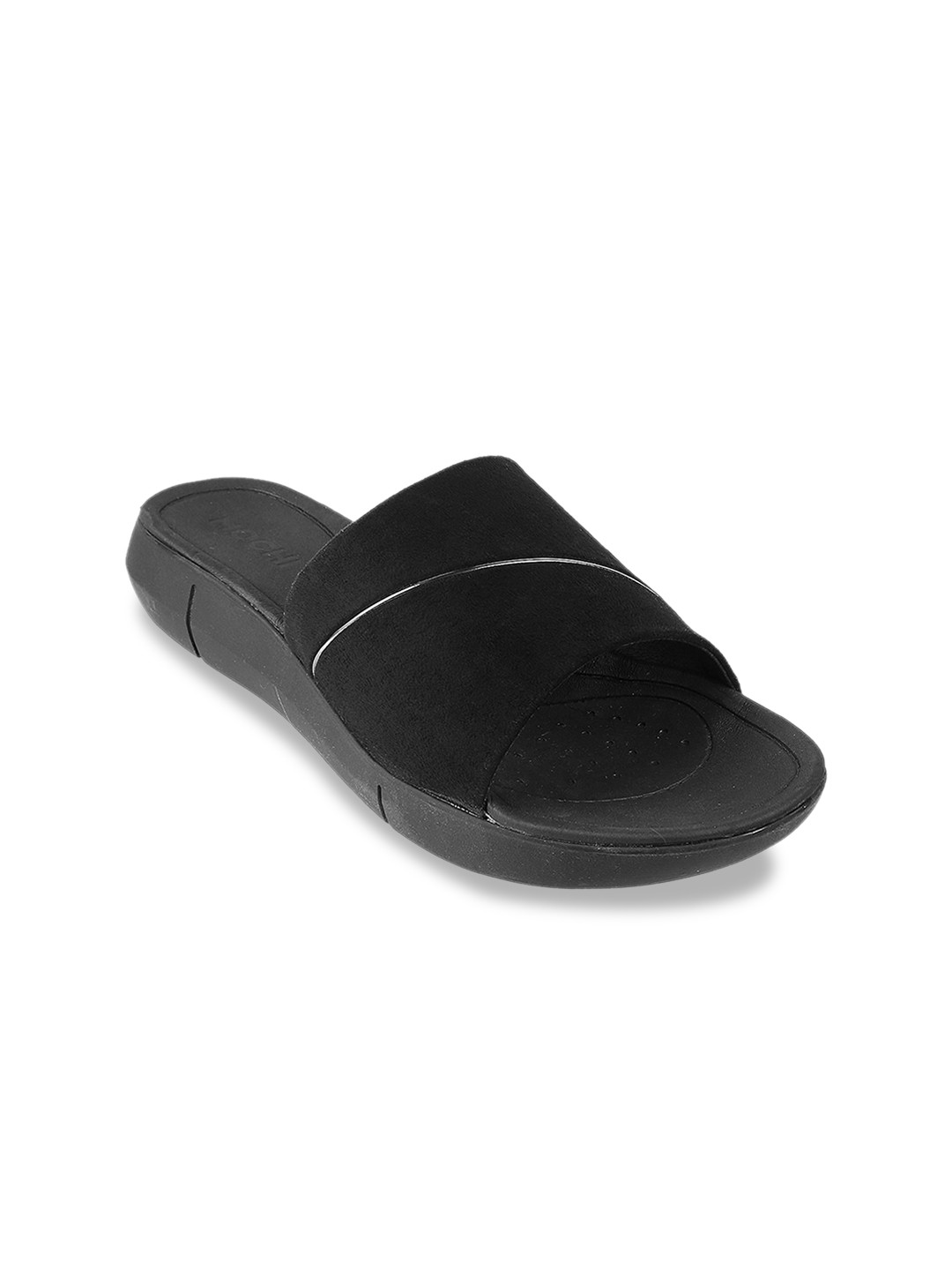 

Mochi Striped Open Toe Flats, Black