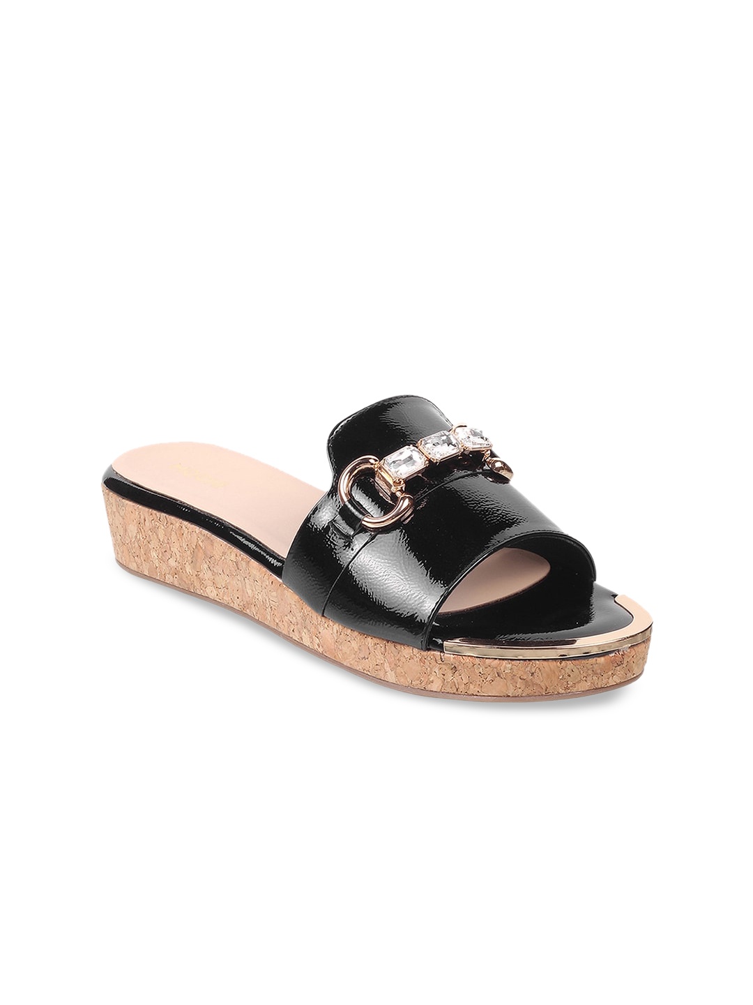 

Mochi Embellished Open Toe Comfort Heels, Black