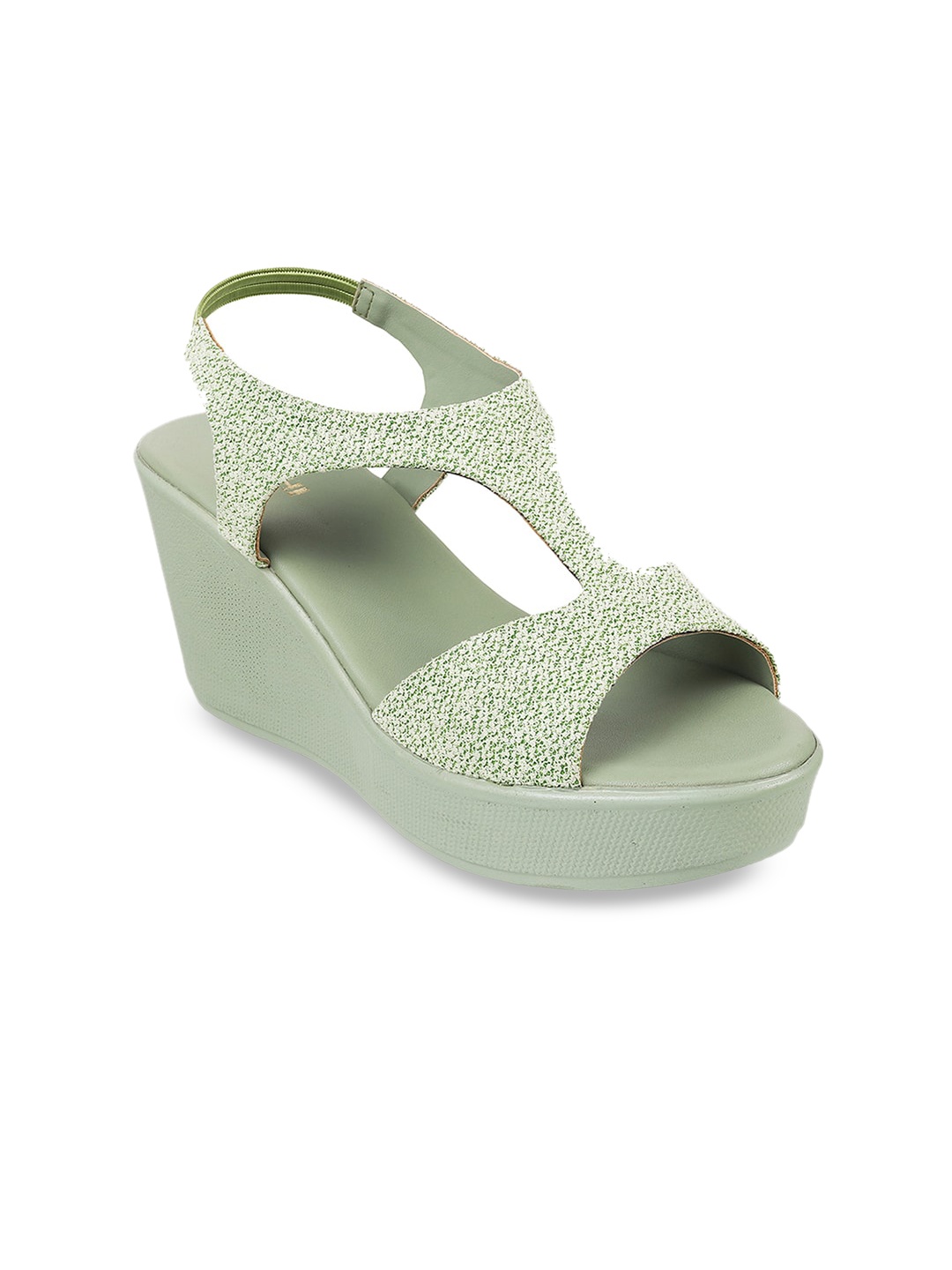 

Mochi Embellished Open Toe Back Straps Wedges, Olive