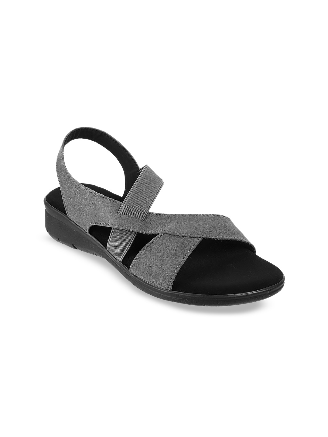 

Mochi Open Toe Comfort Heels With Backstrap, Grey