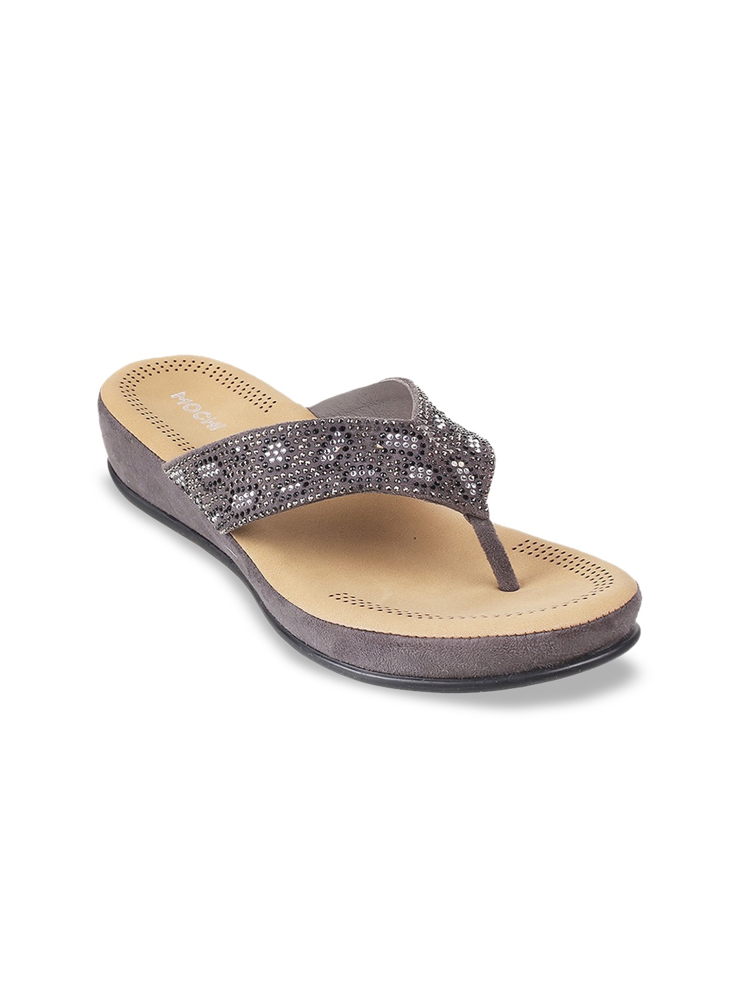 

Mochi Embellished Open Toe Wedges, Grey