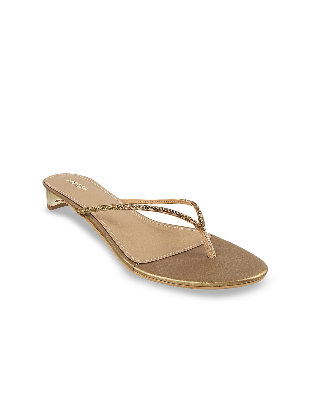 

Mochi Embellished Strap Kitten Heels, Gold
