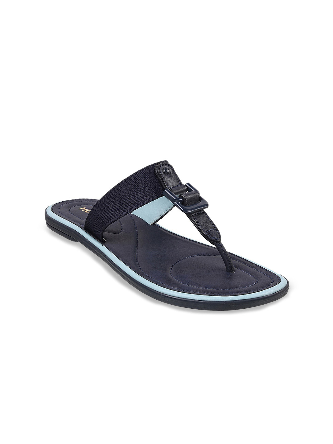 

Mochi Synthetic T-Strap Flats, Navy blue