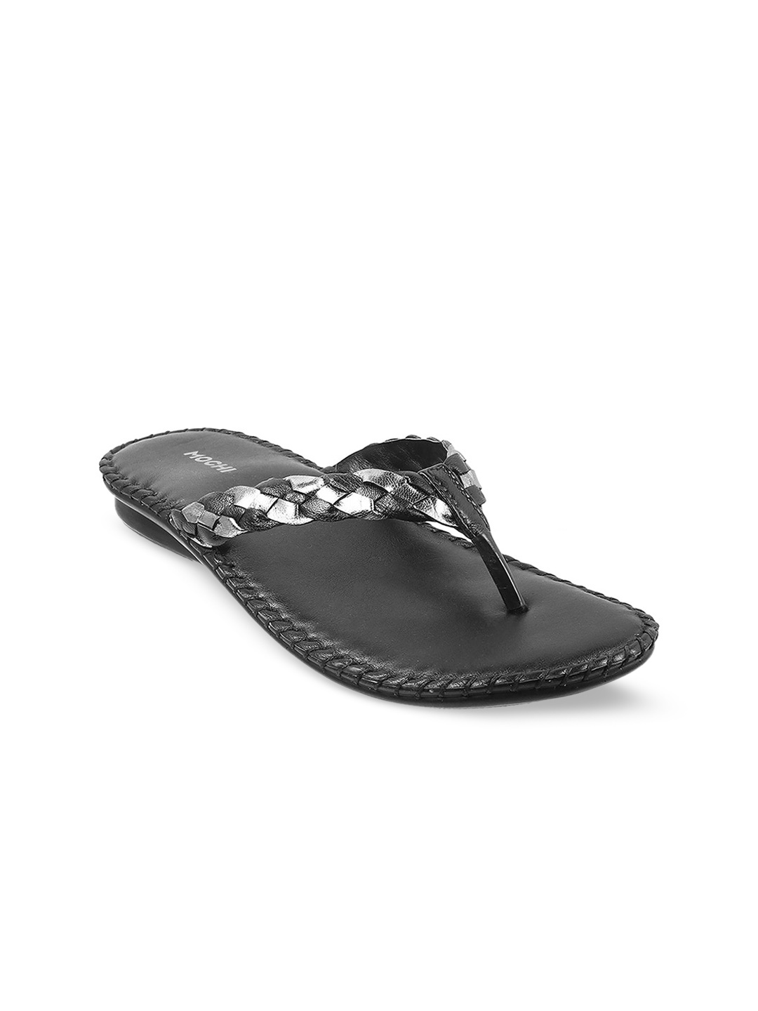 

Mochi Synthetic Open Toe Flats, Black