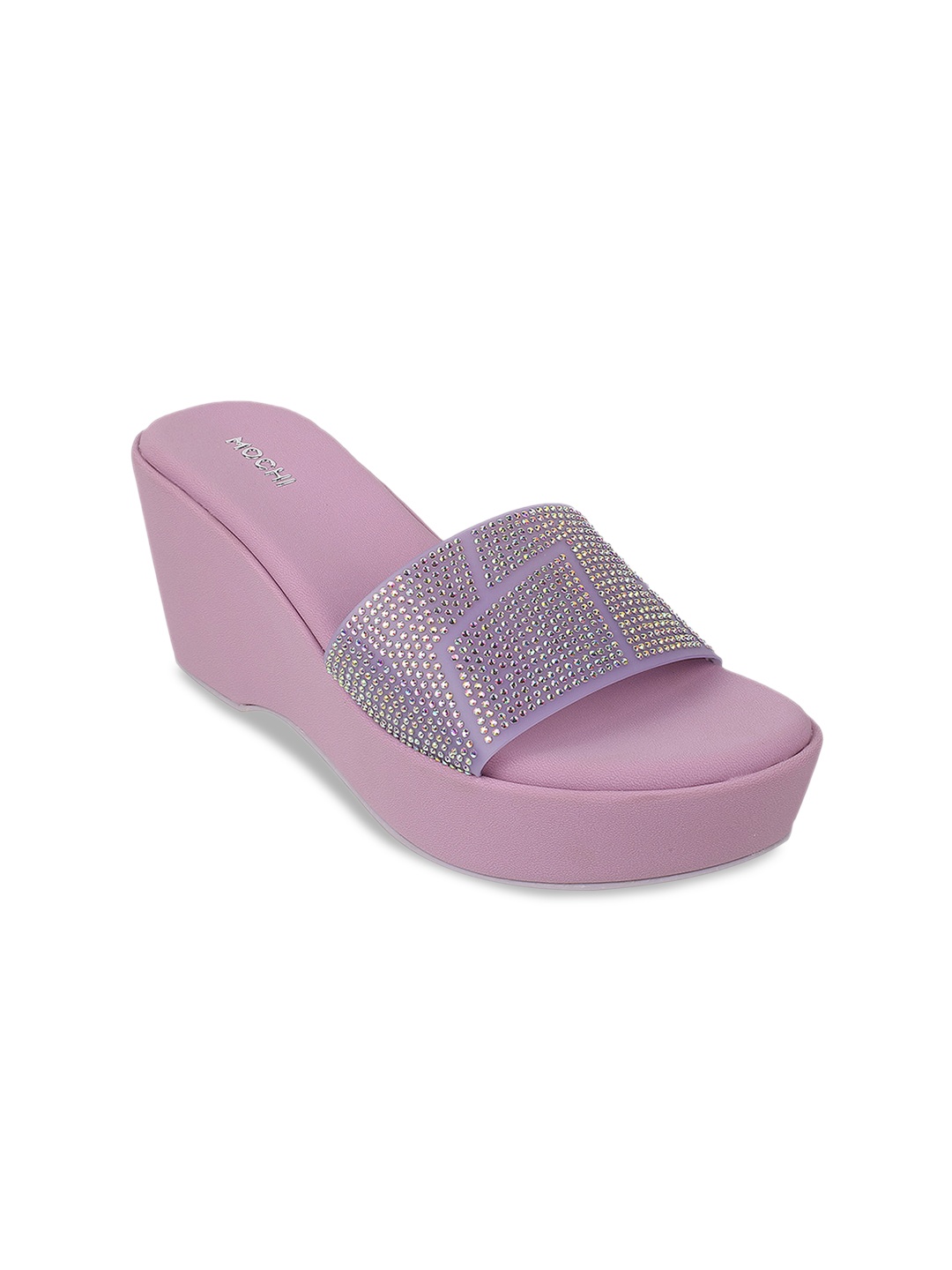 

Mochi Open Toe Embellished Wedge Heels, Purple