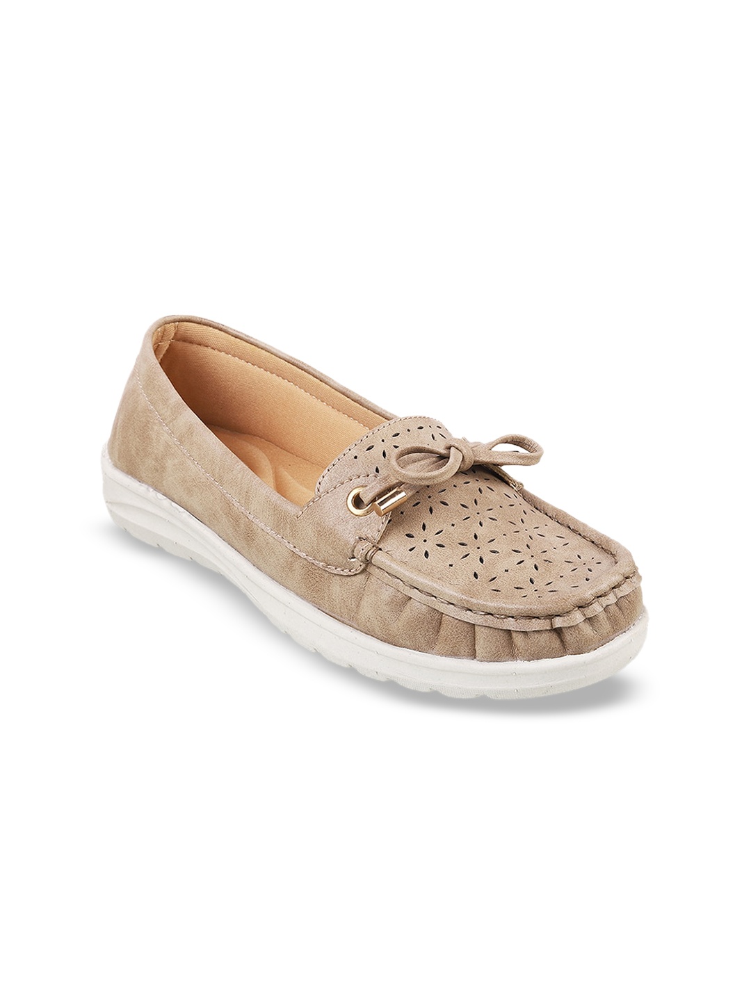 

Mochi Textured Ballerinas With Laser Cuts, Beige