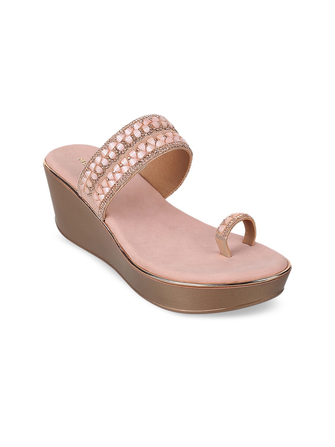 

Mochi One Toe Embellished Wedge Heels, Peach