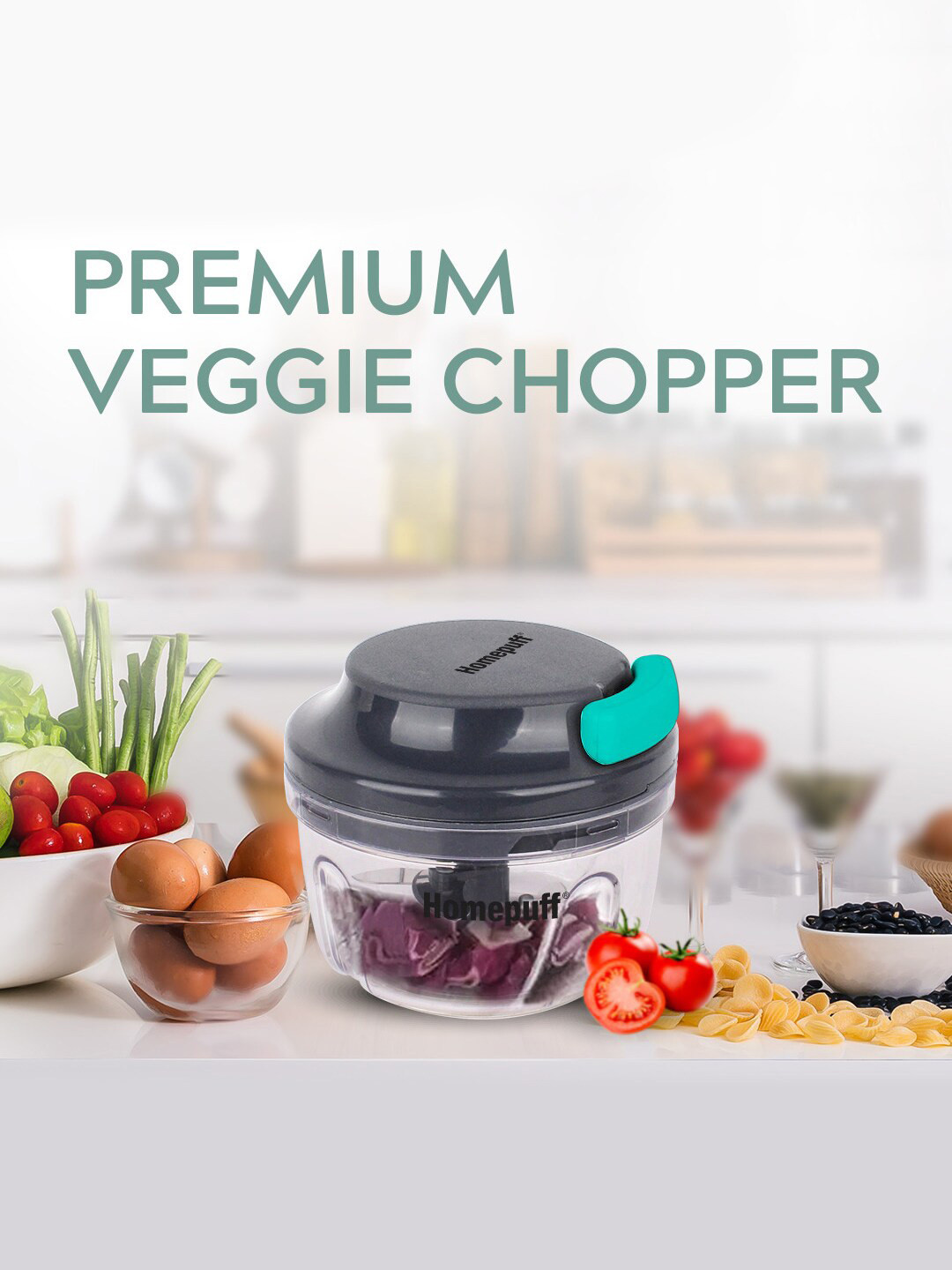 

Home Puff Grey Manual Veggie Chopper