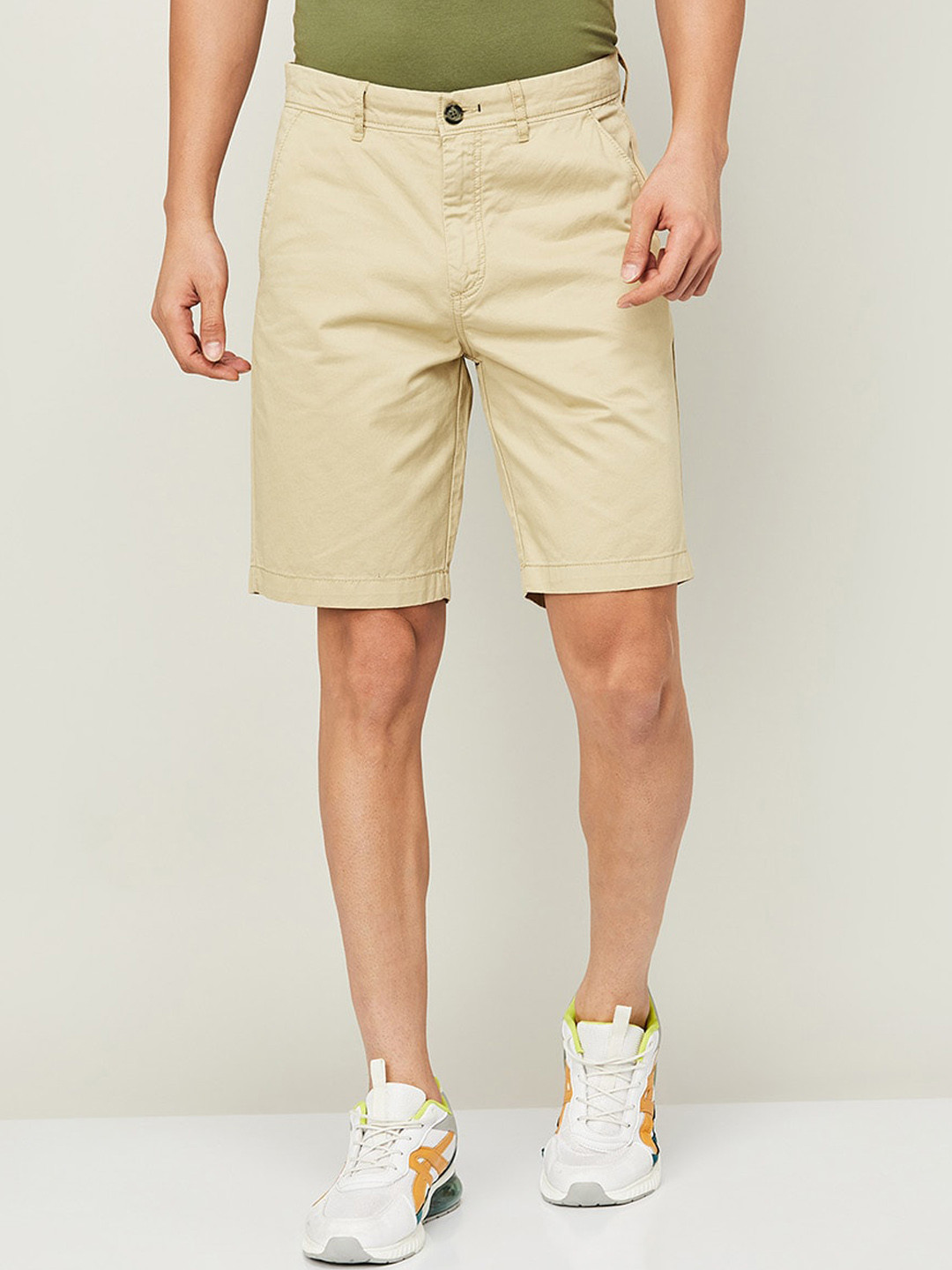 

Fame Forever by Lifestyle Men Mid-Rise Casual Cotton Shorts, Beige