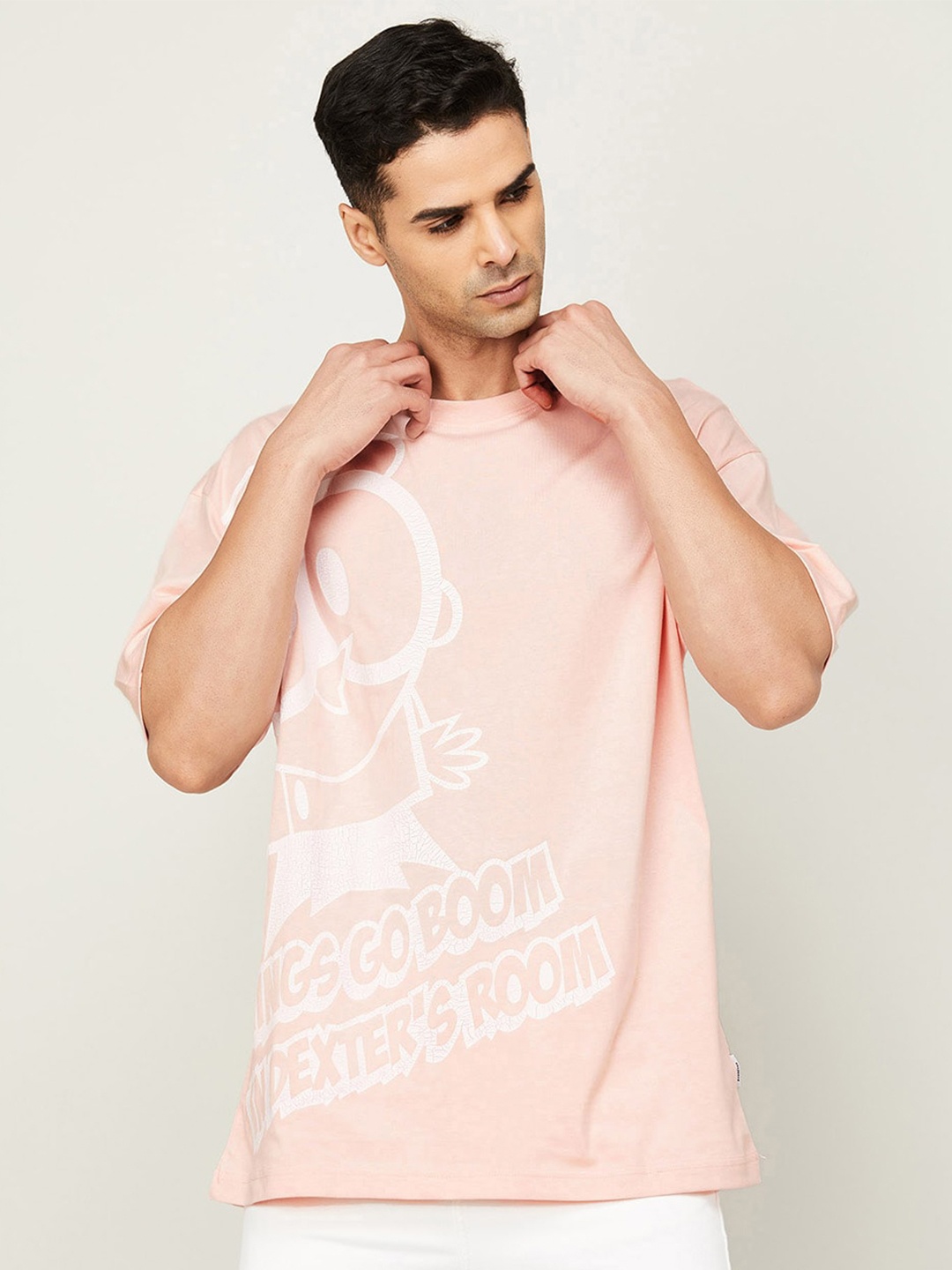 

Fame Forever by Lifestyle Typography Printed Sleeveless Cotton T-shirt, Peach