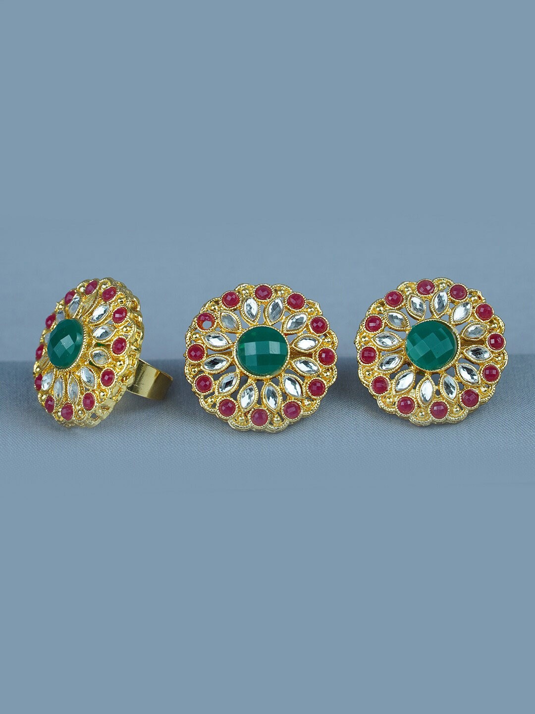 

Diksha collection Gold-Plated Stone Studded Ring & Earrings