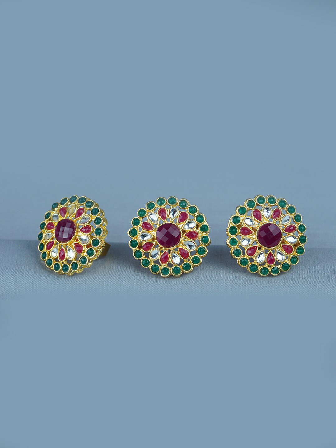 

Diksha collection Gold-Plated Matte Finish Earrings & Ring