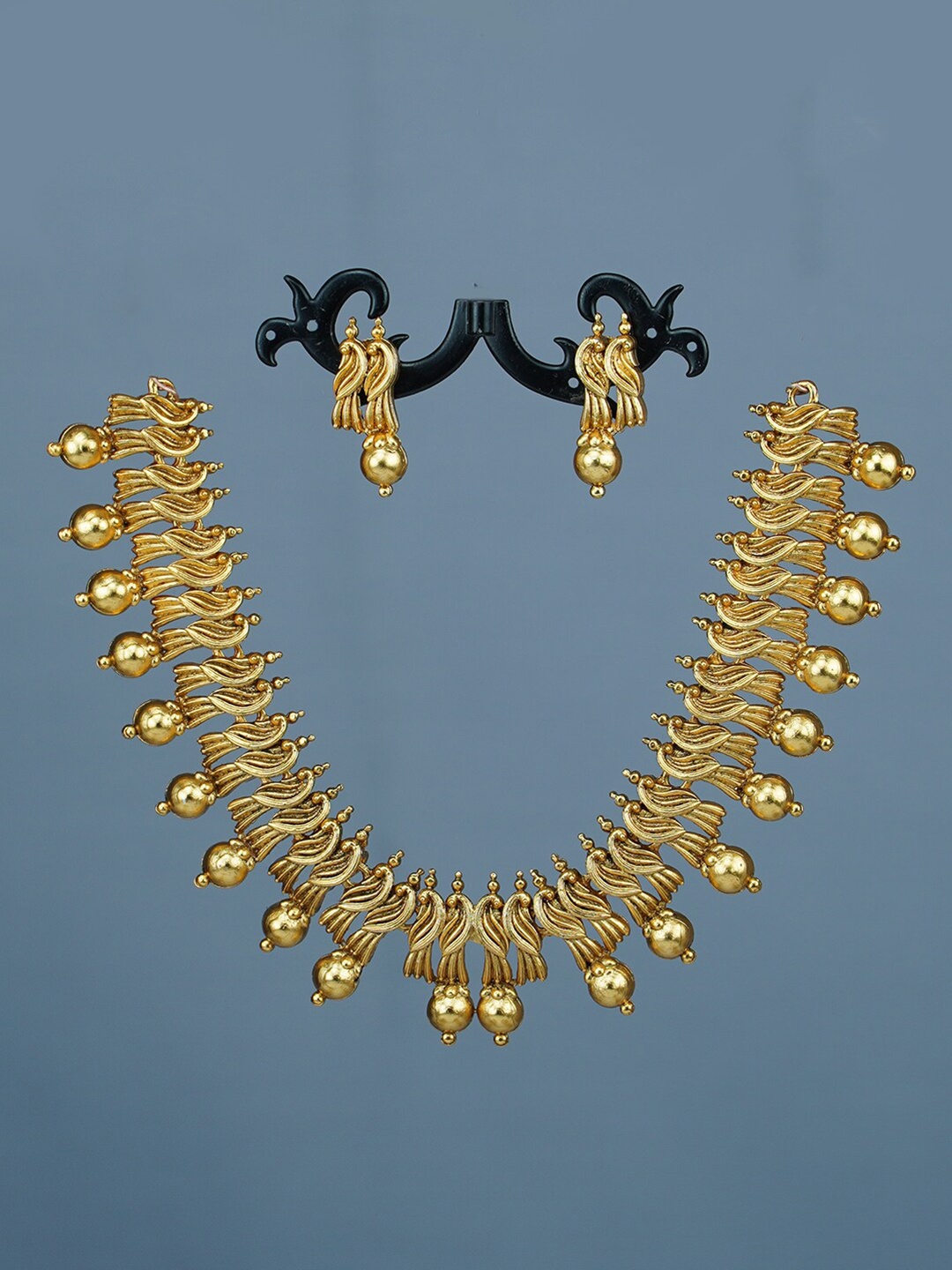

Diksha collection Gold-Plated Intricated Motif Designed Matte Finish Jewellery Set