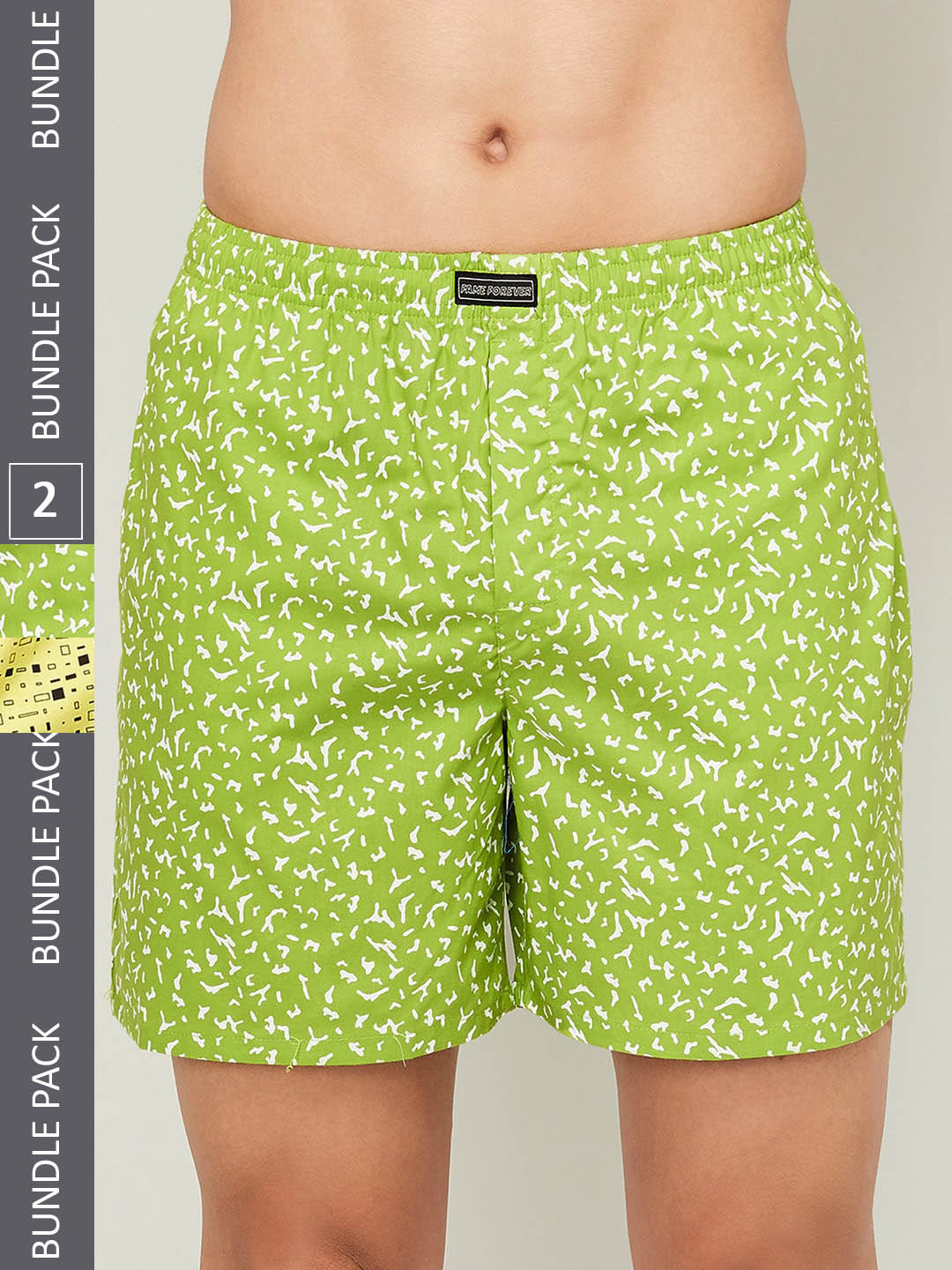 

Fame Forever by Lifestyle Men Pack Of 2 Printed Cotton Boxers, Green