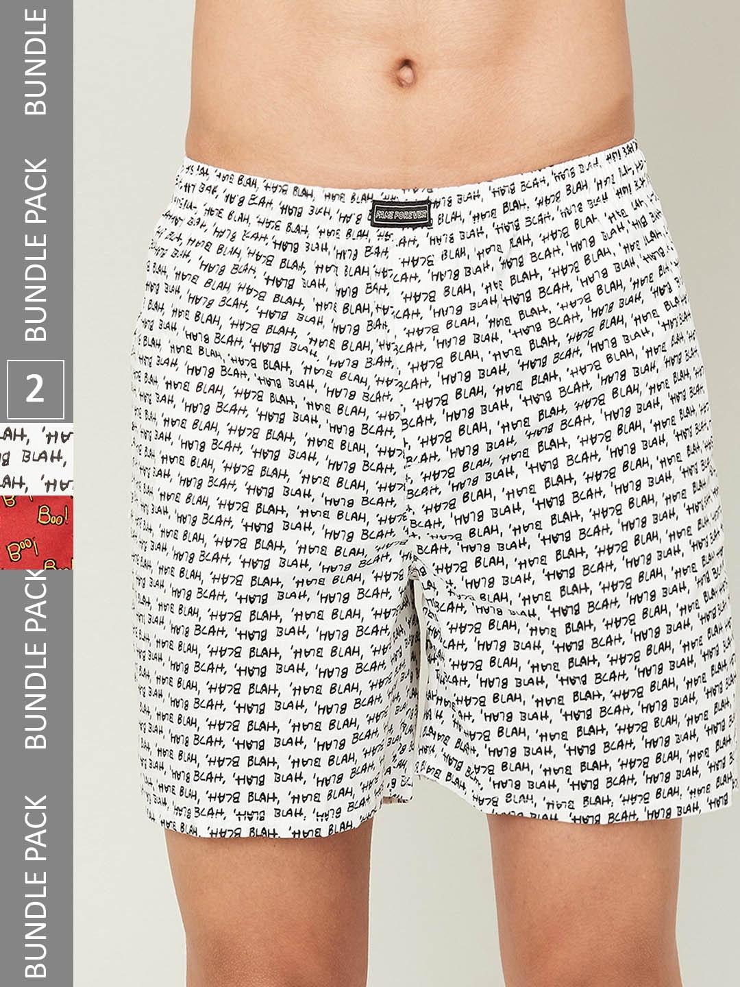 

Fame Forever by Lifestyle Men Pack Of 2 Mid-Rise Printed Cotton Boxers, White
