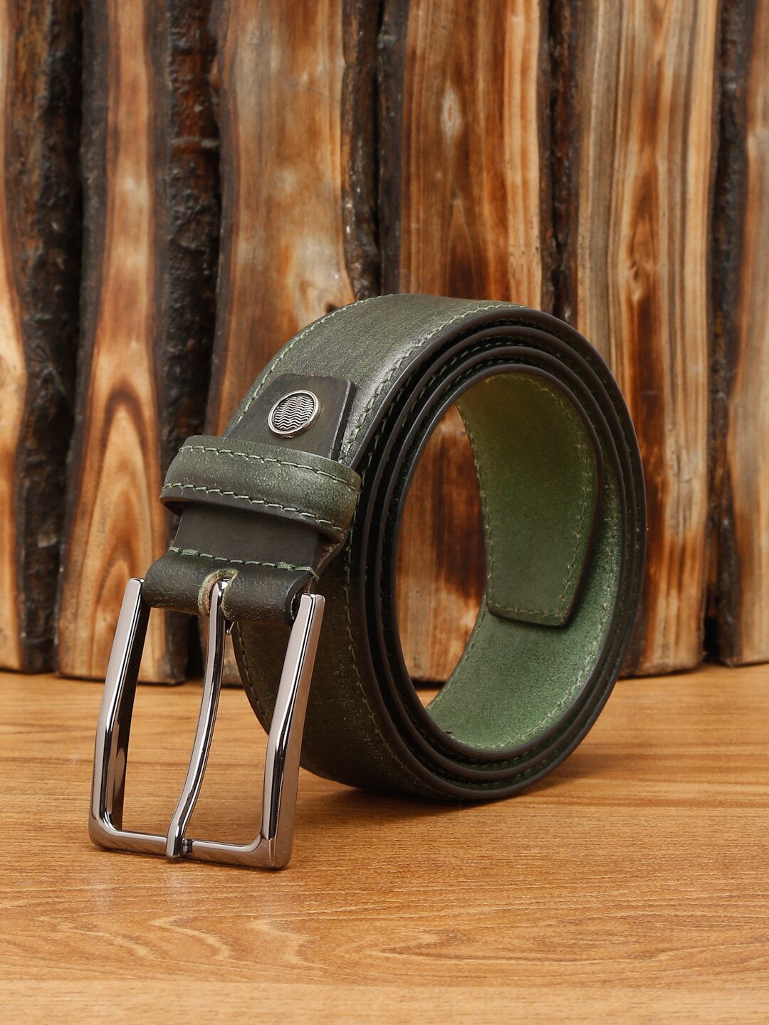 

LOUIS STITCH Men Premium Leather Casual Belt, Green