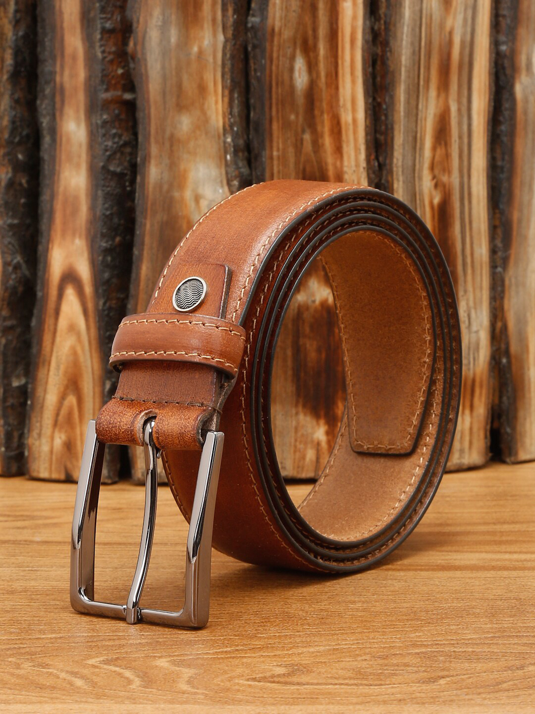 

LOUIS STITCH Men Leather Wide Belt, Brown