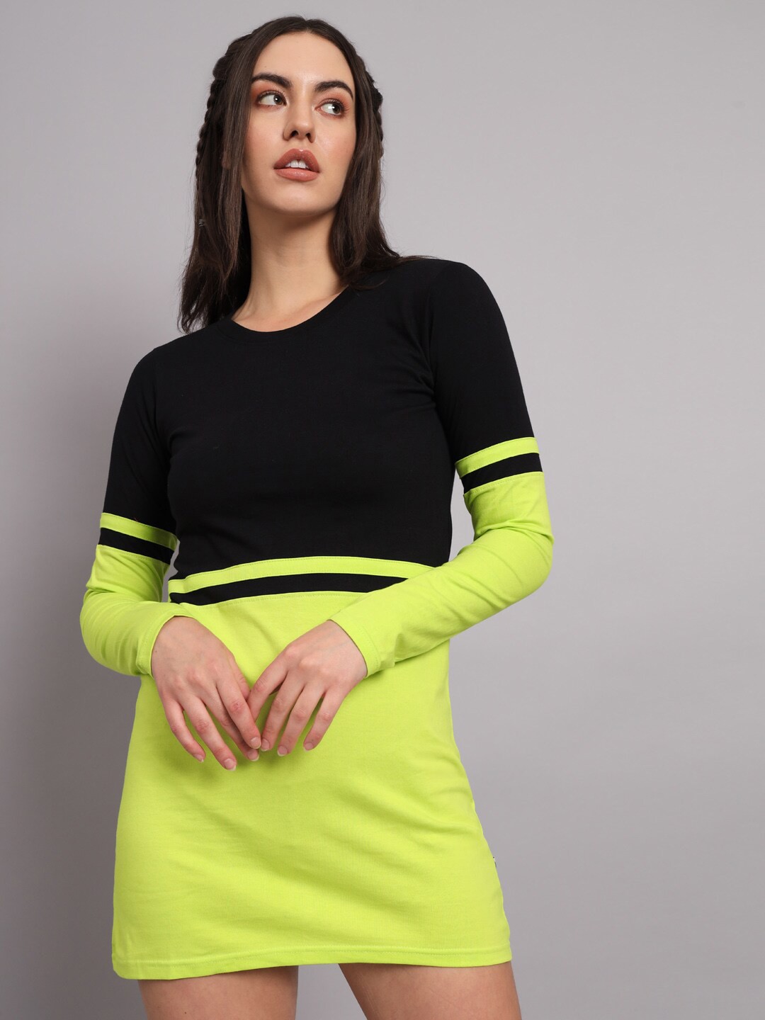 

The Dry State Green Colourblocked T-shirt Dress