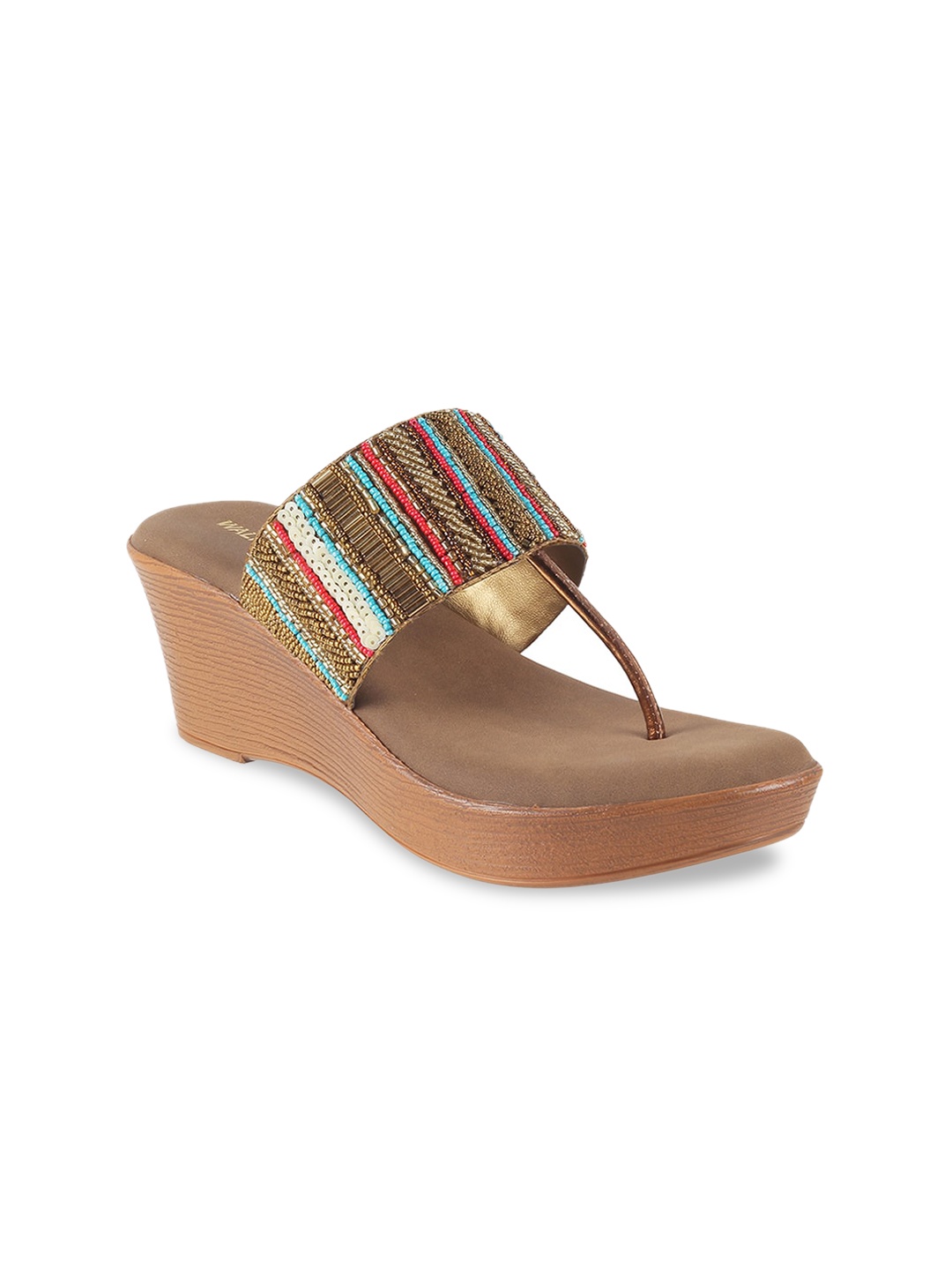 

WALKWAY by Metro Embellished T-Strap Wedge Heels, Gold