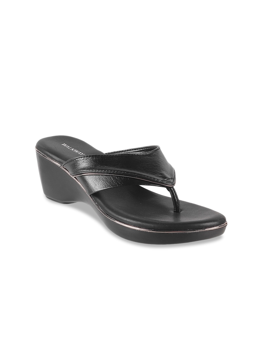

WALKWAY by Metro Textured Open Toe Wedge Heels, Black