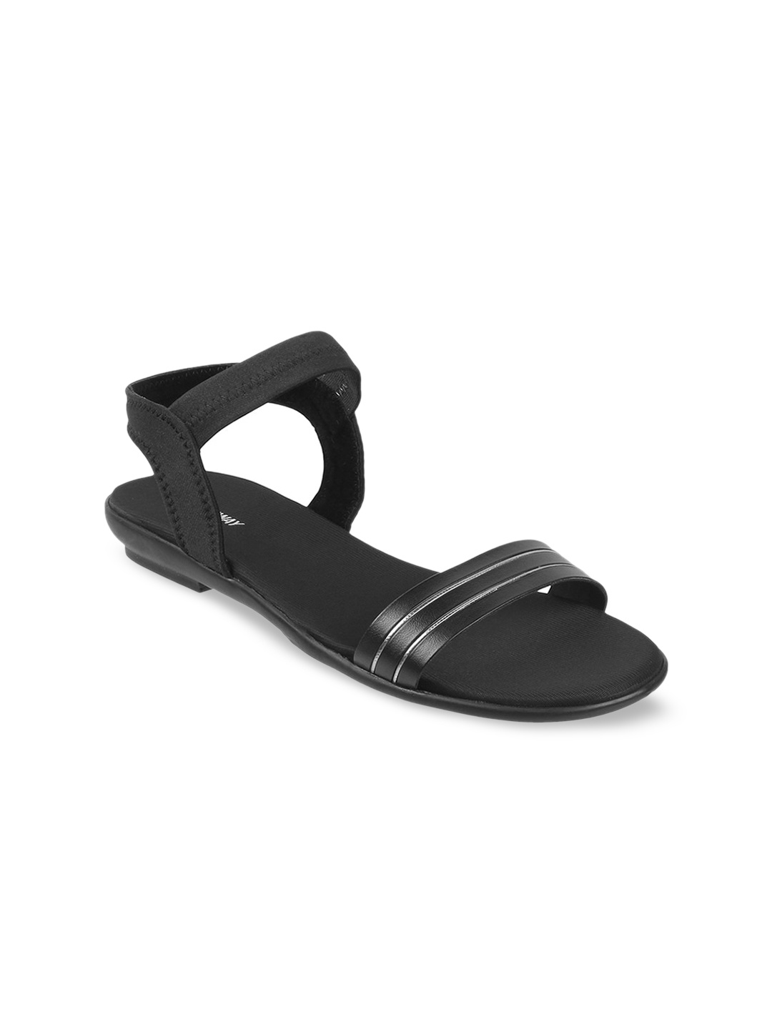 

WALKWAY by Metro Open Toe Flats With Backstrap, Black
