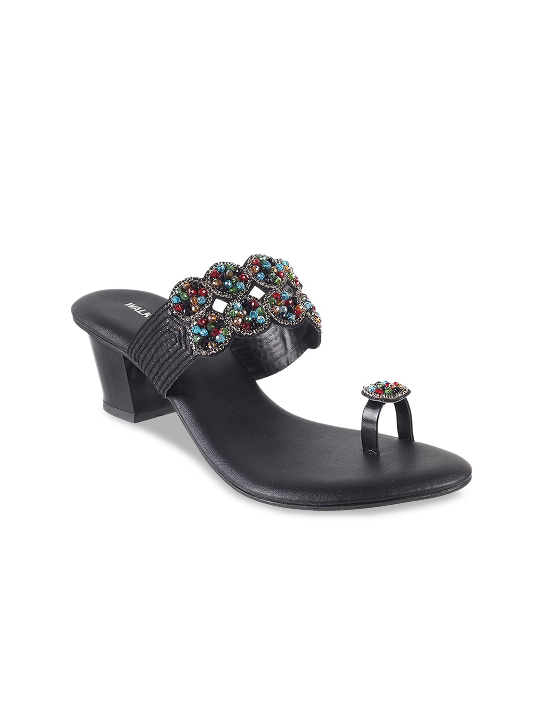 

WALKWAY by Metro One Toe Embellished Block Heels, Black